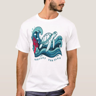 Bescherm de Blauwe Zeeschildpad Oceaan Bescherming T-shirt