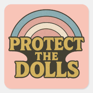 Bescherm de Dolls Trans Flag Illustratie Vierkante Sticker