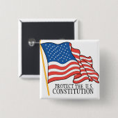 BESCHERM DE GRONDWET VIERKANTE BUTTON 5,1 CM (Voorkant /achterkant)