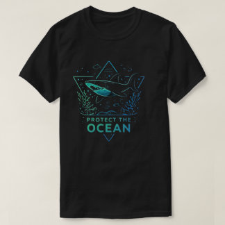 Bescherm De Oceaan - Neon Haai Beschermingsontwerp T-shirt