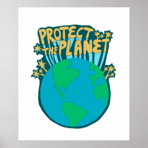 BESCHERM DE PLANEET ZORG VOOR EARTH Eco Green Art Poster