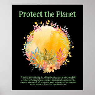 BESCHERM DE PLANEET ZORG VOOR EARTH Eco Green Art Poster