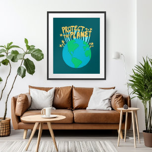 BESCHERM DE PLANEET ZORG VOOR EARTH Eco Green Art Poster