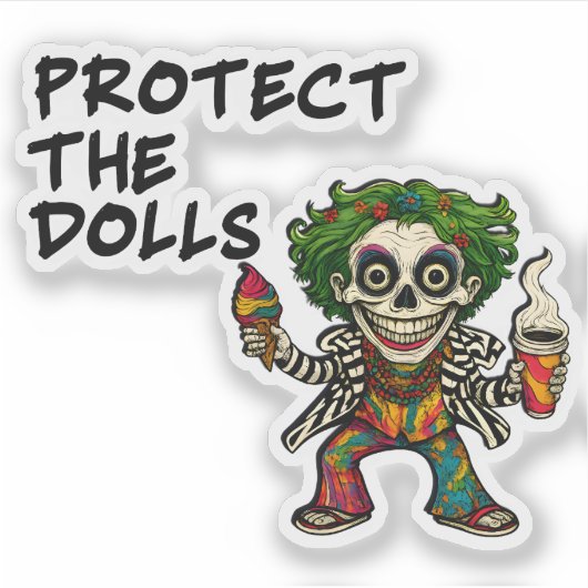 Bescherm de poppen - Creepy Hippie Clown Skull Gra Sticker (Voorkant)