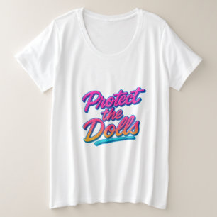 Bescherm de Poppen Neon Retro Kunst Grote Maat T-shirt