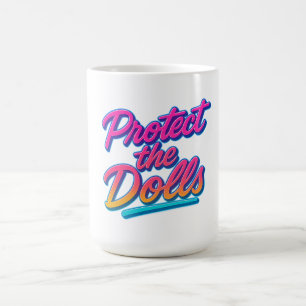 Bescherm de Poppen Neon Retro Kunst Koffiemok