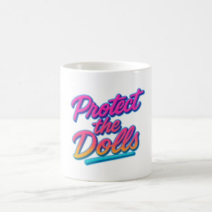 Bescherm de Poppen Neon Retro Kunst Koffiemok