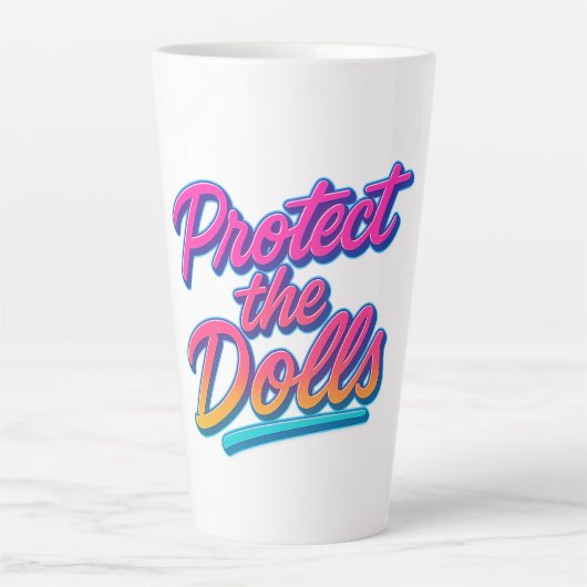 Bescherm de Poppen Neon Retro Kunst Latte Mok (Voorkant)