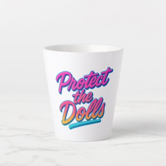Bescherm de Poppen Neon Retro Kunst Latte Mok (Voorkant)