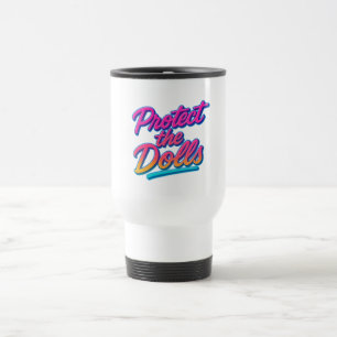 Bescherm de Poppen Neon Retro Kunst Reisbeker