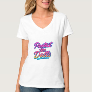 Bescherm de Poppen Neon Retro Kunst T-shirt