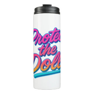 Bescherm de Poppen Neon Retro Kunst Thermosbeker