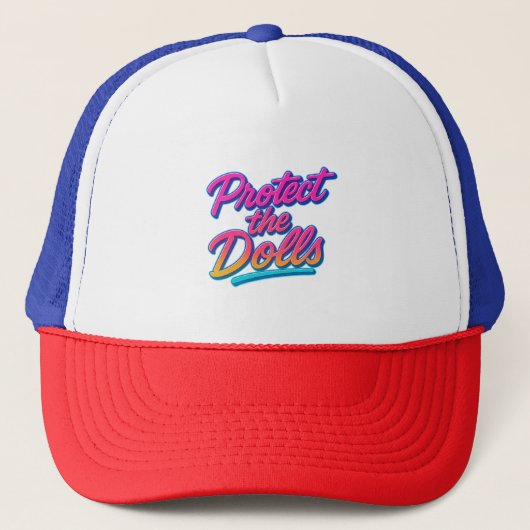 Bescherm de Poppen Neon Retro Kunst Trucker Pet (Voorkant)