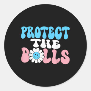 Bescherm de poppen - Trans Women Solidarity Groovy Ronde Sticker