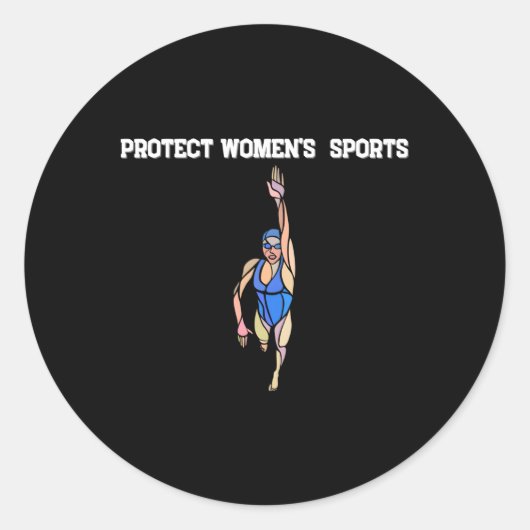 Bescherm de sport zwemmen feminist ronde sticker (Voorkant)