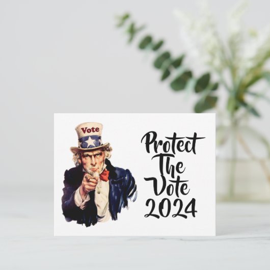 Bescherm de stemming 2024 briefkaart (Staand voorkant)