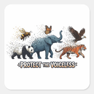Bescherm de Stille Bedreigde Dieren Wilde Dieren Vierkante Sticker