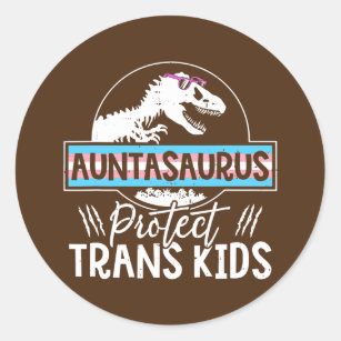 Bescherm de transKinderen tante Saurus Transgender Ronde Sticker