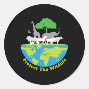 Bescherm de Wildlife Natuur Earth Day Save Safari Ronde Sticker
