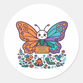 Bescherm Elk Klein Leven Vlinder Ronde Sticker