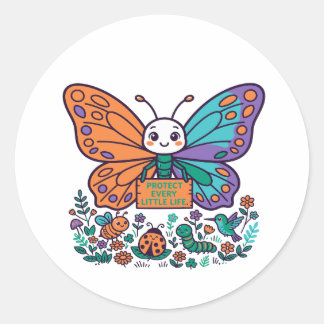 Bescherm Elk Klein Leven Vlinder Ronde Sticker