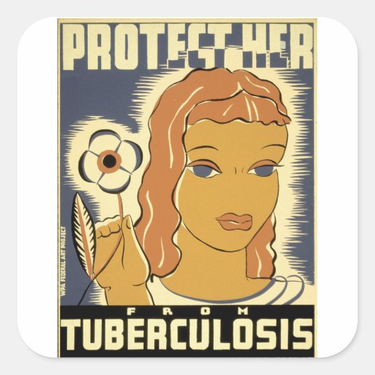 Bescherm haar tegen tuberculose vierkante sticker (Voorkant)