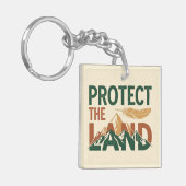 "Bescherm het land" bergen met veren Sleutelhanger (Voorkant Links)