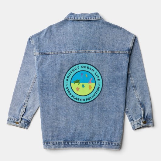 Bescherm het leven in de oceaan denim jacket (Achterkant)