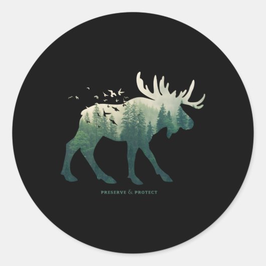 Bescherm het Nationaal Park Moose Ronde Sticker (Voorkant)