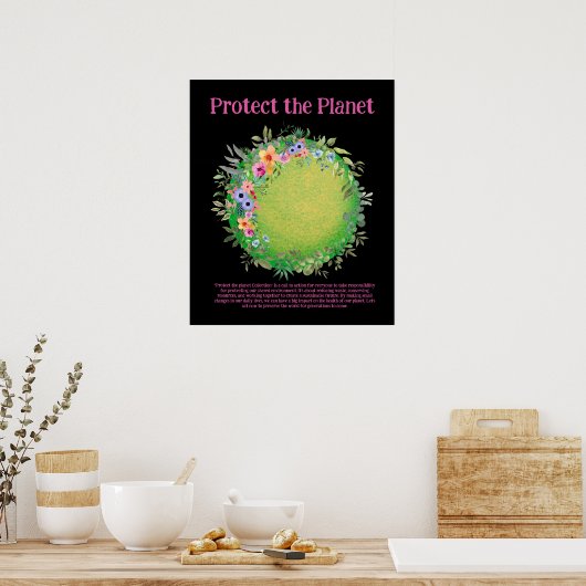 BESCHERM HET PLANEET BEWAREN DE AARDE Earth Day Ar Poster (Keuken)