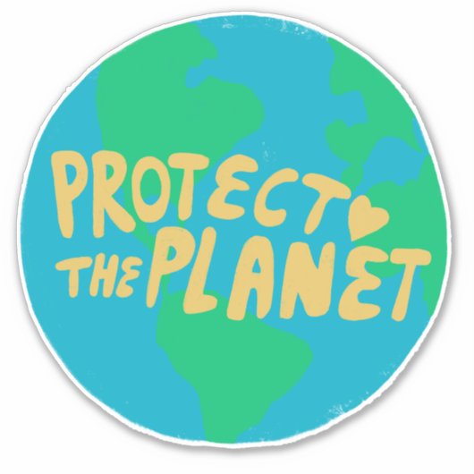 BESCHERM HET PLANET ZORG AARDE Eco Green Sticker (Voorkant)