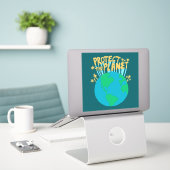 BESCHERM HET PLANET ZORG AARDE Eco Green Sticker (Laptop op bureau)