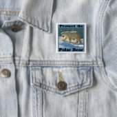 Bescherm het Polaire Beer Vierkante Button 5,1 Cm (In situ)