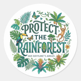 Bescherm het regenwoud ronde sticker