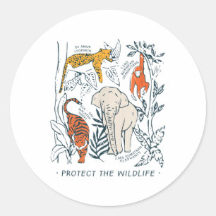 Bescherm het Shirt Endange van het wilde flesje Ronde Sticker