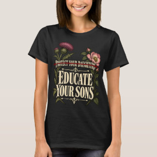 Bescherm je dochters, onderwijs je zoons bloemstuk t-shirt