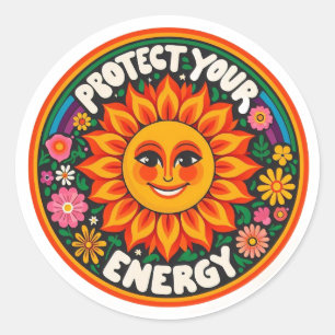 Bescherm Je Energie Sticker - Retro 70s Groovy Zon