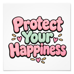 Bescherm Je Geluk Cute Roze Typografie poster