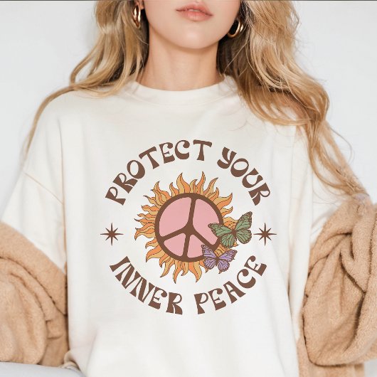 Bescherm je innerlijke rust retro boho zon Tri-Blend shirt