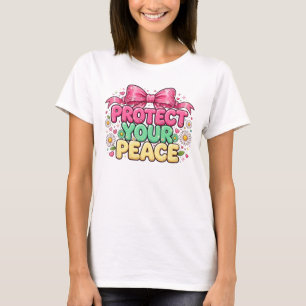 Bescherm Je Vrede Kleurrijke Groovy Madeliefjes Bo T-shirt