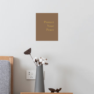 Bescherm je vrede Muurkunst, Minimalistische bruin Folie Afdrukken