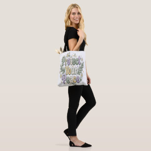 Bescherm je vrede – Zelfzorg Bubbel Typografie f Tote Bag