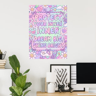 Bescherm Jouw Vrede Doodle Kunst Poster   Zelfzorg