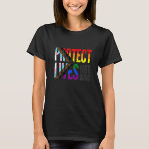 Bescherm levens niet pistolen, regenboogprogressie t-shirt