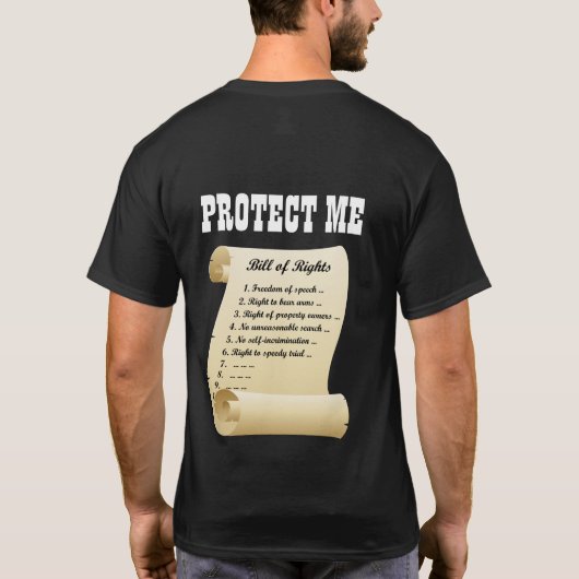 Bescherm me ik - de Bill of Rights T-shirt (Achterkant)