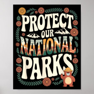 Bescherm nationale parken retro vissen natuur poster