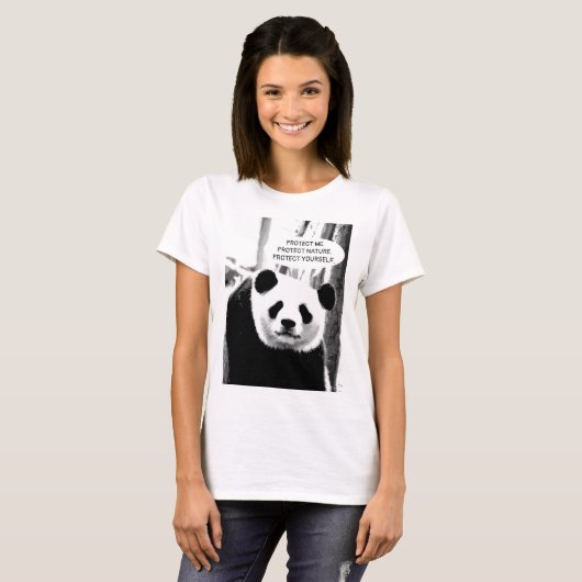 Bescherm Natuur Panda Beer aangepaste tekst Vrouwe T-shirt (Voorkant volledig)