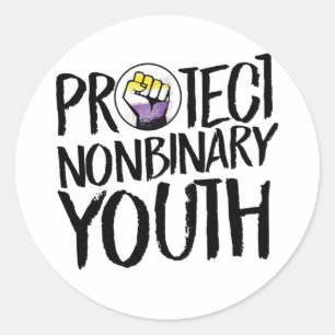 Bescherm niet-binaire jongeren ronde sticker