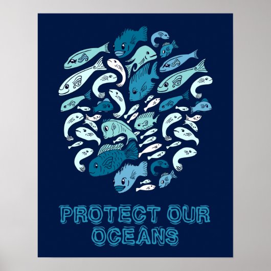 Bescherm ons Poster voor de blauwe zee in de ocean (Voorkant)