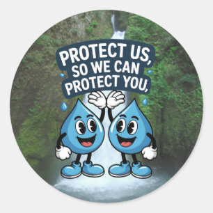 Bescherm Ons Waterbesparing Schattig Ronde Sticker